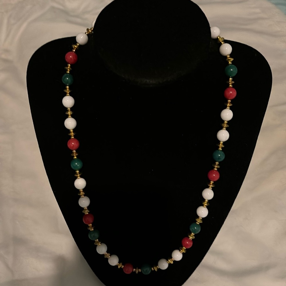 🟠Brand New Handmade Mountain Jade Holiday Jewelry Necklace Earrings Christmas